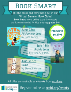 Book Smart Book Club For 6th 8th Graders Begins This Monday June 22nd At 3 Pm Santa Clara County Library District