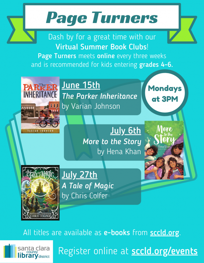 Page Turners Book Club for 4th6th Graders Begins Monday, June 15th at